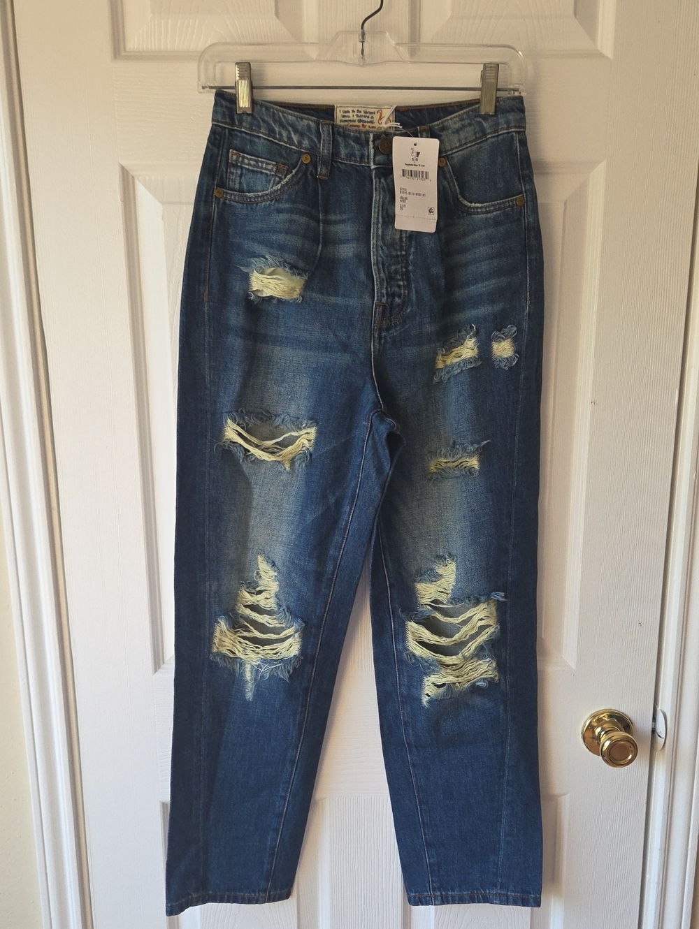 Sandrine Rose Denim Jeans Size 25 Baggy Style Blue NWT $216 Free People